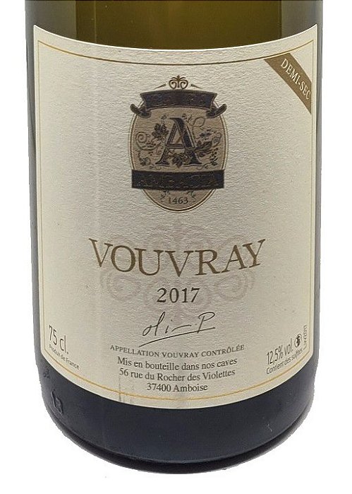 Vinho Fino Branco Meio-Seco - Caves Ambacia - AOC Vouvray 2017 - Lote: LVV2017