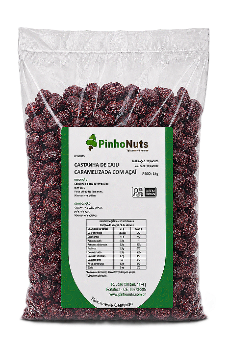 Castanha de Caju Caramelizada com Açaí - Pinho Nuts