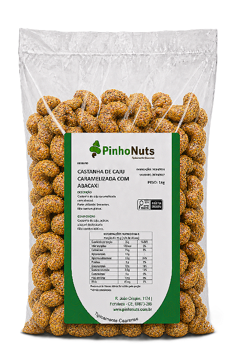 Castanha de Caju Caramelizada com Abacaxi - Pinho Nuts