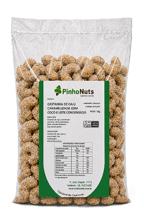 Castanha de Caju Caramelizada com Coco e Leite Condensado - Pinho Nuts