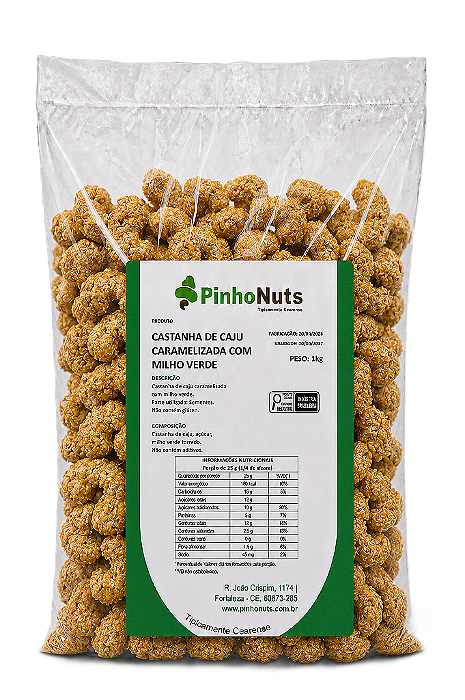 Castanha de Caju Caramelizada com Milho Verde - Pinho Nuts