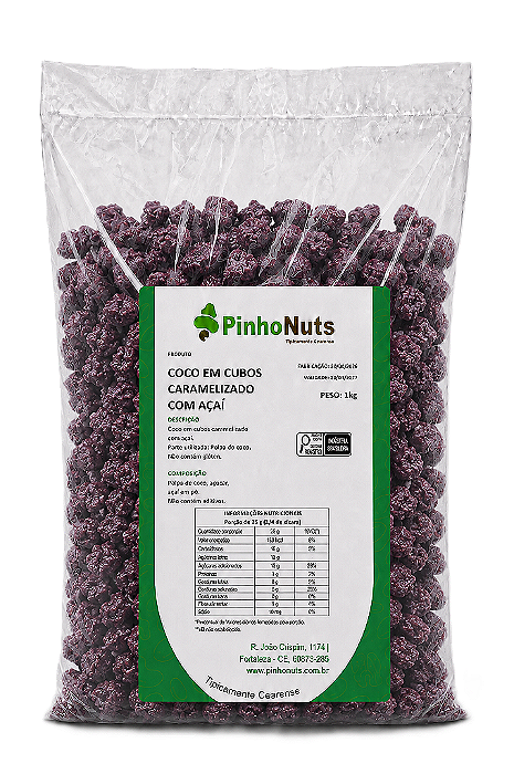 Coco em Cubos Caramelizado com Açaí - Pinho Nuts