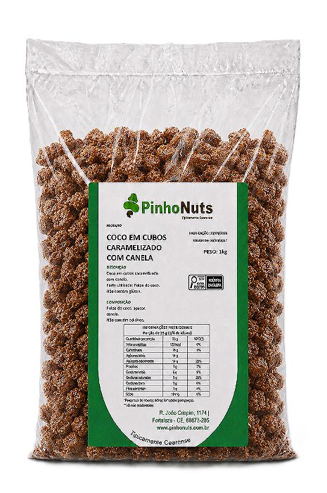 Coco em Cubos Caramelizado com Canela - Pinho Nuts