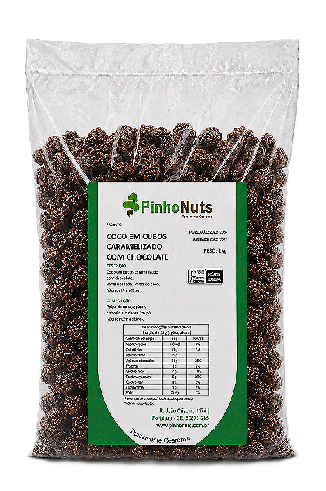 Coco em Cubos Caramelizado com Chocolate - Pinho Nuts