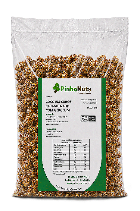 Coco em Cubos Caramelizado com Gergelim - Pinho Nuts