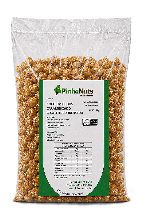 Coco em Cubos Caramelizado com Leite Condensado - Pinho Nuts