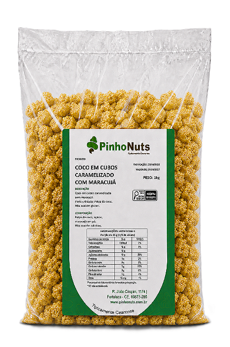 Coco em Cubos Caramelizado com Maracujá - Pinho Nuts