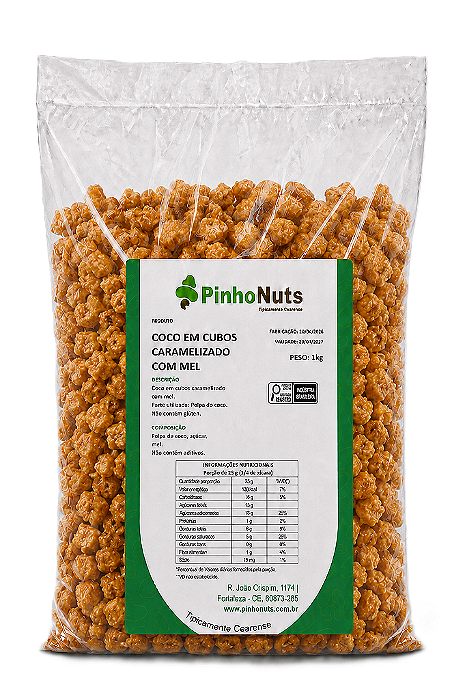 Coco em Cubos Caramelizado com Mel - Pinho Nuts