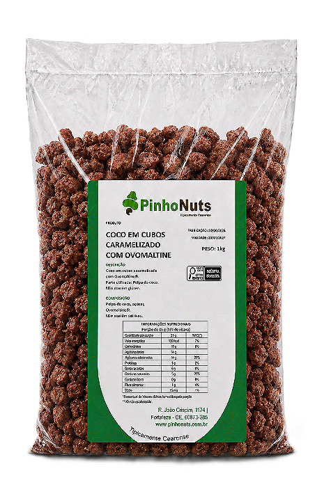 Coco em Cubos Caramelizado com Ovomaltine - Pinho Nuts