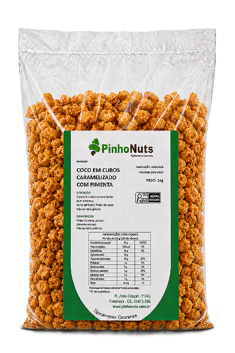 Coco em Cubos Caramelizado com Pimenta - Pinho Nuts