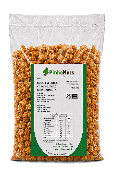 Coco em Cubos Caramelizado com Baunilha - Pinho Nuts