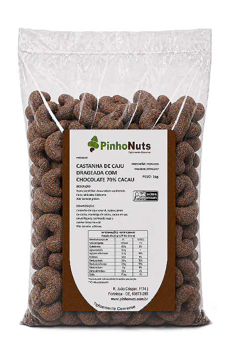 Castanha de Caju Drageada com Chocolate 70% Cacau - Pinho Nuts