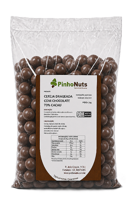 Cereja Drageada com Chocolate 73% Cacau - Pinho Nuts