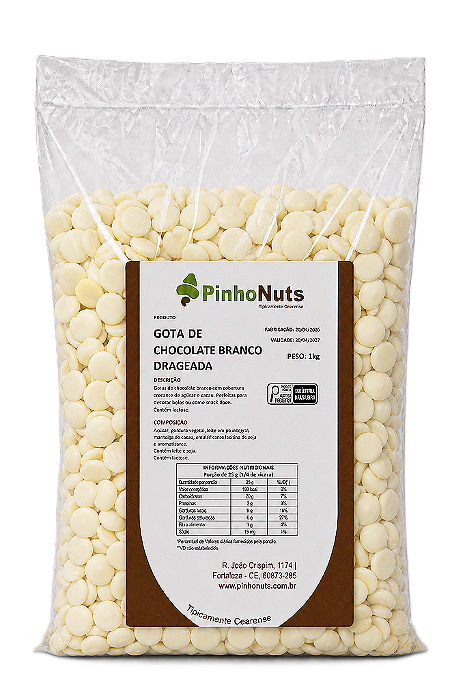 Gota de Chocolate Branco Drageada - Pinho Nuts