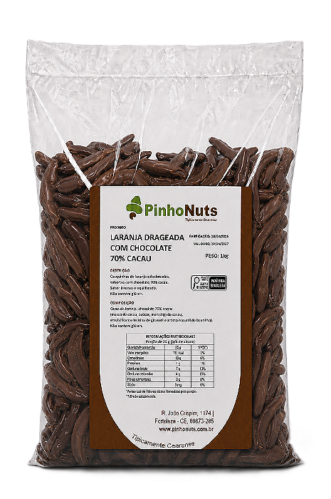 Laranja Drageada com Chocolate 70% Cacau - Pinho Nuts