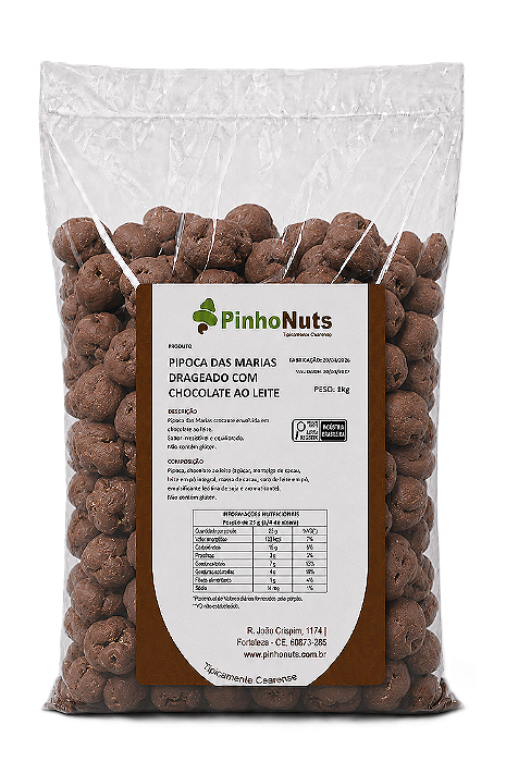 Pipoca das Marias Drageado com Chocolate Ao Leite - Pinho Nuts