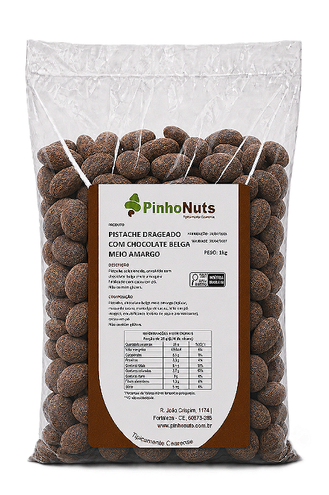 Pistache Drageado com Chocolate Belga Meio Amargo - Pinho Nuts