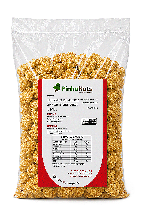 Biscoito de Arroz Sabor Mostarda e Mel - Pinho Nuts