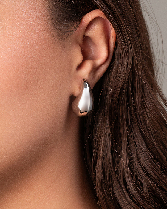 Brinco Gota Grande Prata