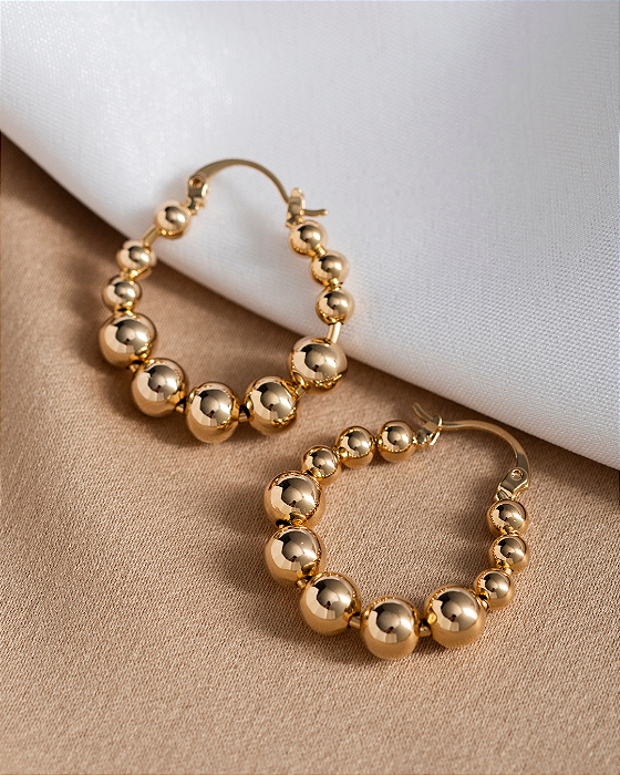 Brinco Argola de Bolinhas Lisa Dourado