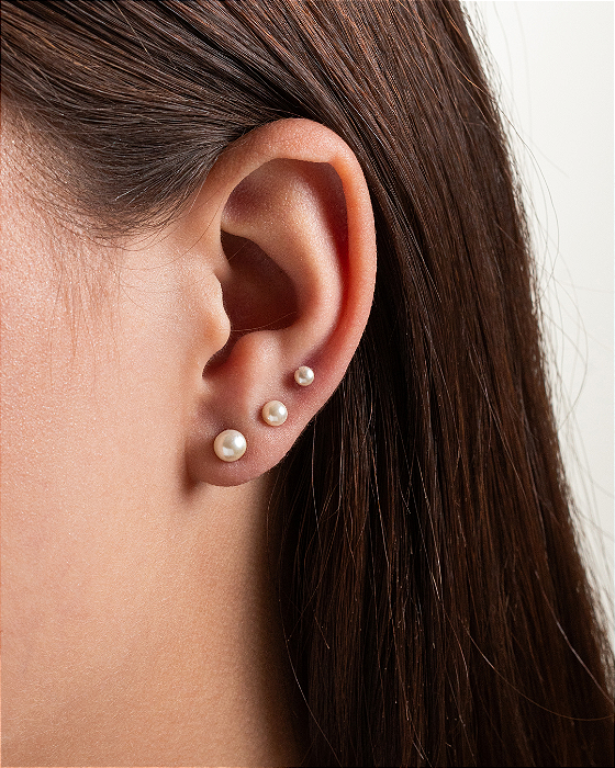 Brinco Trio de Pérolas Dourado