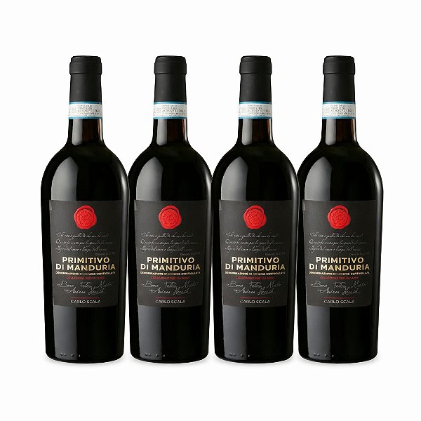 Combo 4x Vinho Tinto Primitivo di Manduria DOC Carlo Scala 750ml
