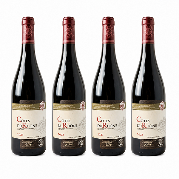 Combo 4x Vinho Tinto Francês AOP Côtes du Rhône Expert Club 750ml