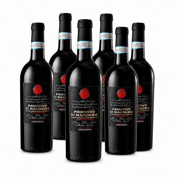 Combo 6x Vinho Tinto Primitivo di Manduria DOC Carlo Scala 750ml