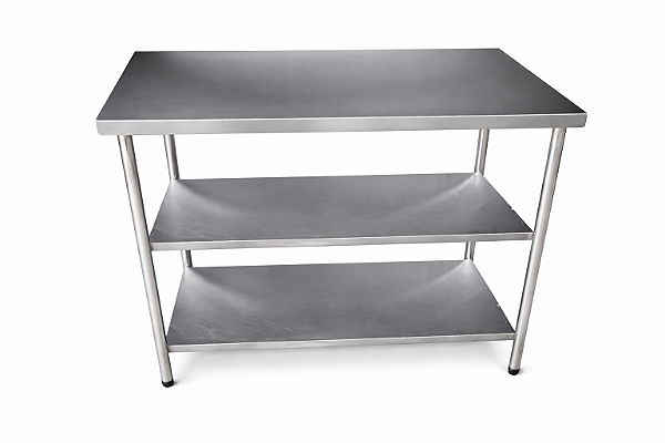 Mesa de Centro em Aço Inox 430 com duas Prateleiras Inferiores - 130×60cm