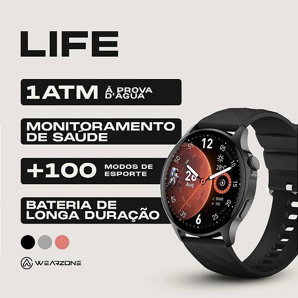LIFE SMARTWATCH A PROVA D'ÁGUA 1 ATM AMOLED | BATERIA DE LONGA DURAÇÃO| 100 MODOS DE ESPORTES