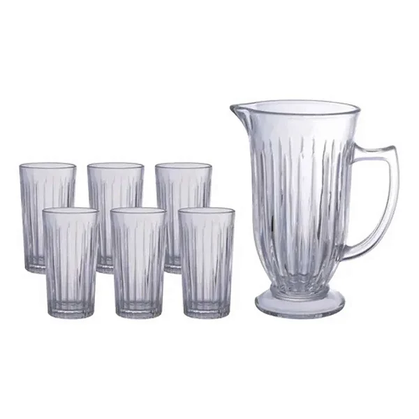 Conjunto de Jarra de Vidro 1 L com 6 Copos 265 ml Design Premium