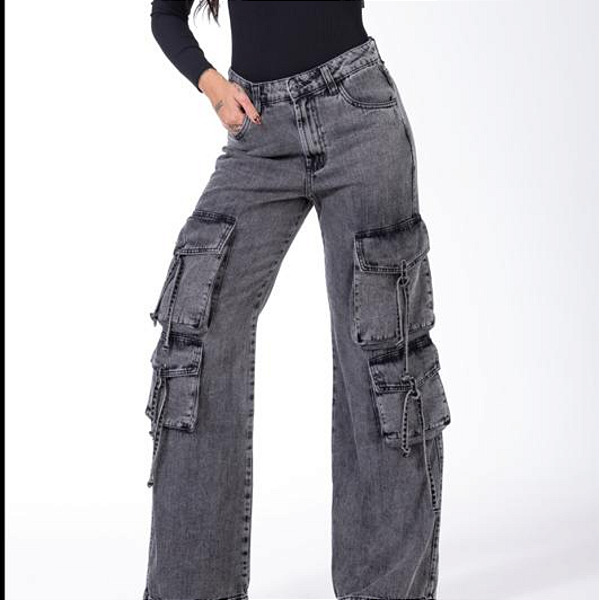 CALÇA SUPER WIDE CARGO BOLSO DUPLO/ DONNA