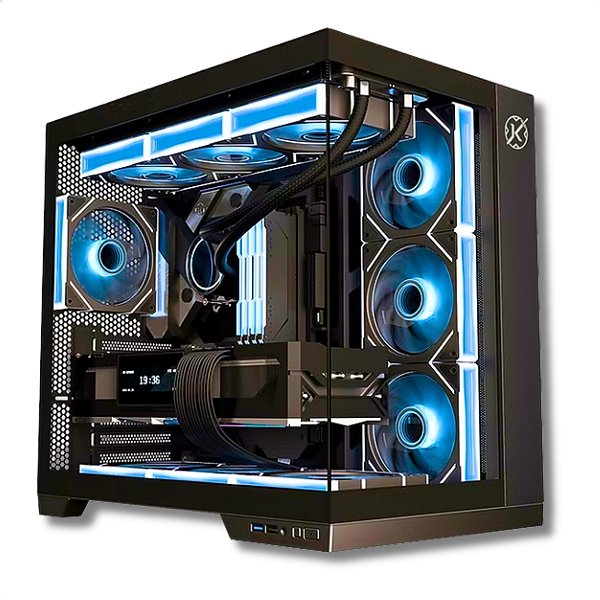 Gabinete Gamer Aquário, Kalkan Asgard, ATX, Micro-ATX, Mini-ITX, Vidro Temperado, Preto - KLK00040