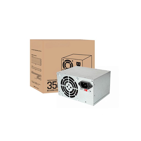 Fonte ATX 350W, Bluecase, Bivolt Manual, Com Cabo De Energia, 24 Pinos, Prata - BLU350-ESPS3