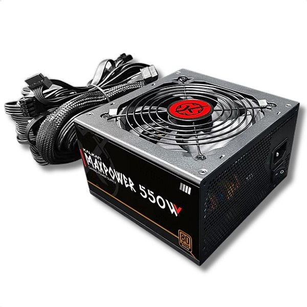 Fonte ATX 550W, Kalkan MAXPOWER, 80 Plus Bronze, PFC Ativo, Bivolt Automático, Com Cabo De Energia, Preto - MP-0650W-B