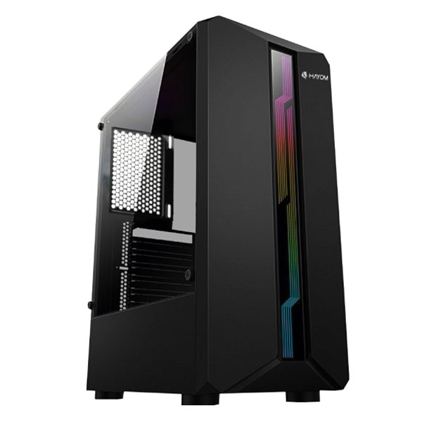 Gabinete Gamer Mid Tower, Hayom, ATX/Micro-ATX, Vidro Temperado Lateral, Led RGB, Preto - GB1724
