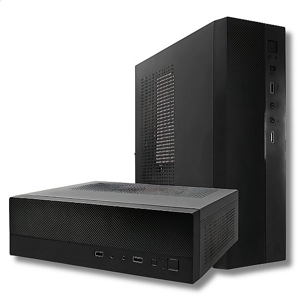 Gabinete Office Slim, Bluecase, Com Fonte 200W, Micro-ATX/Mini-ITX, Vertical/Horizontal, Preto - BG-2000