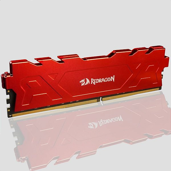 Memória RAM Gamer Para Desktop DDR4, Cap 16GB, 3200MHz, Redragon RAGE, Com Dissipador, CL16, Vermelha - GM-702