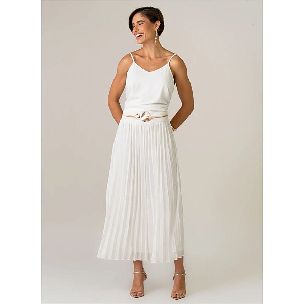 SAIA MIDI PLISSADA BRANCO 36