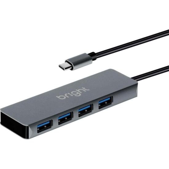 Hub USB 4 Portas Bright HB001 Tipo C 4k
