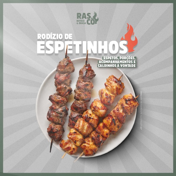 Rodízio de Espetinhos Rasco — Jantar de Segunda a Quinta