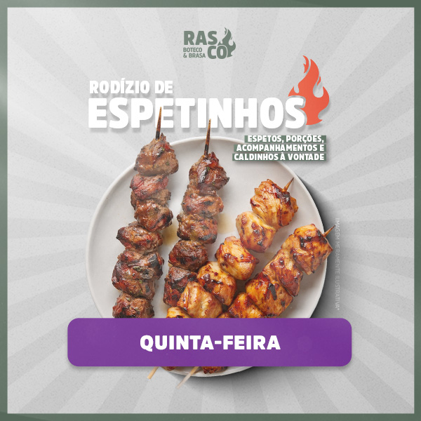 Rodízio de Espetinhos Rasco — Jantar de Quinta