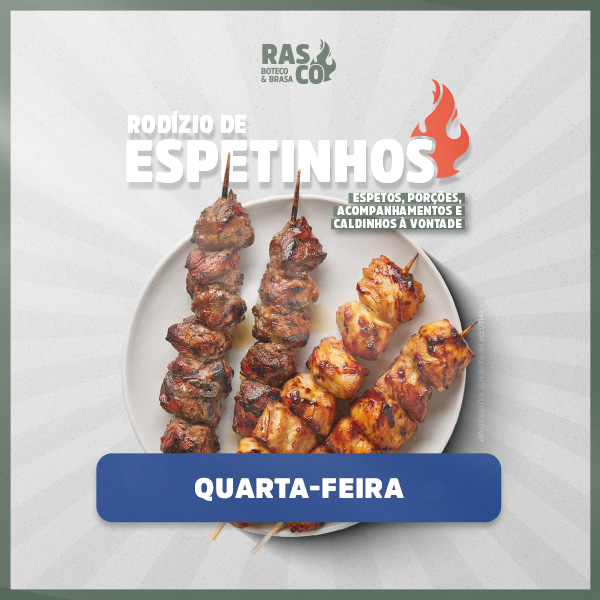 Rodízio de Espetinhos Rasco — Jantar de Quarta