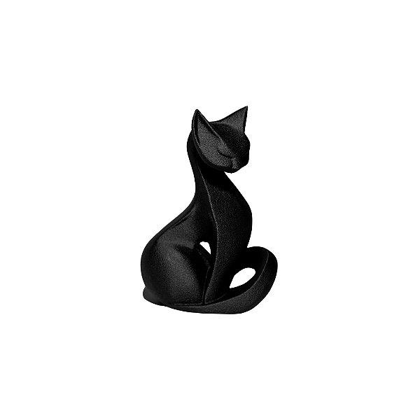 Estátua Gato Preto Minimalista Decoração Moderna Elegante