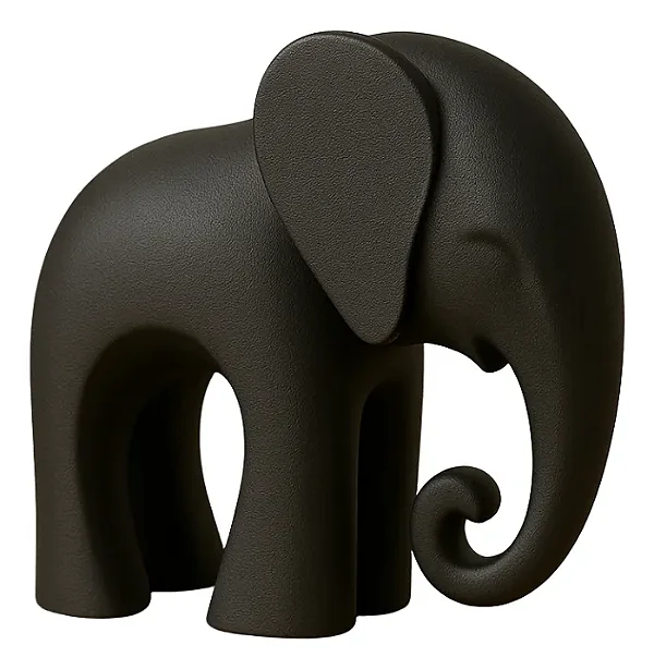 Estatueta Elefante Decorativo Preto Moderno Mini 7cm