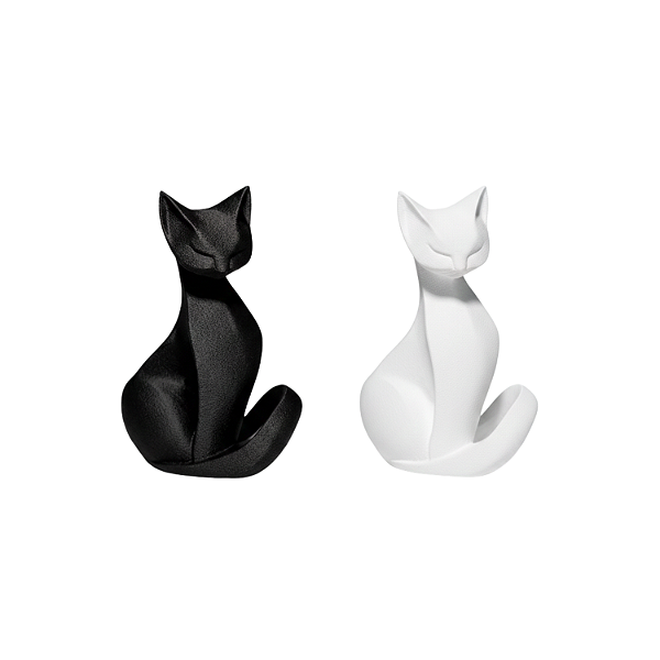 Par Estatuetas Gato Preto E Branco Decorativo Moderno Preto/branco