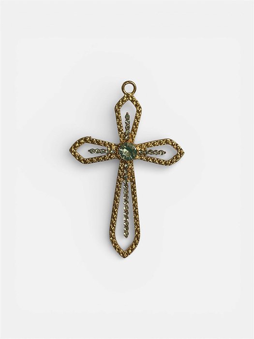 Pingente Cruz Vazada com Strass - 9,80