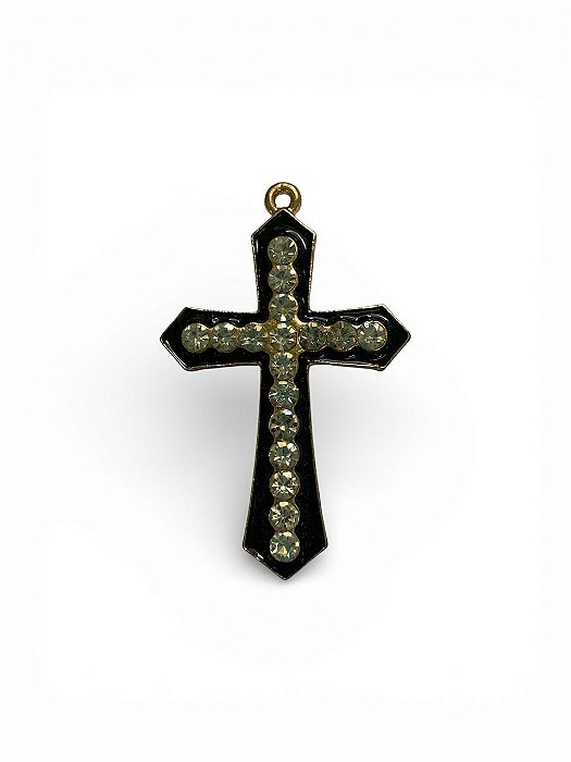 Pingente de Cruz com Resina e Strass