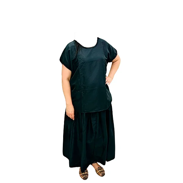 Conjunto Oxford Branco e Preto Umbanda Feminino