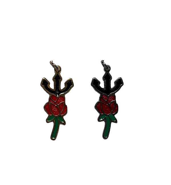 Pingente de tridente rosa resinada